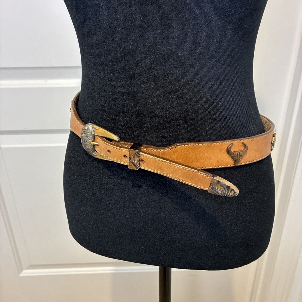 Silver Creek Collection Vintage 1990 Leather Southwestern Animal Belt 30 53004